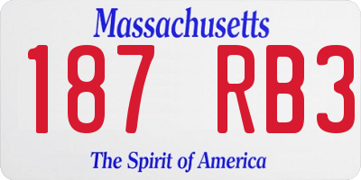 MA license plate 187RB3