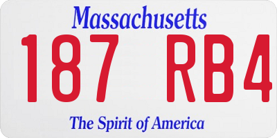 MA license plate 187RB4