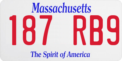 MA license plate 187RB9