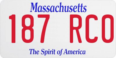 MA license plate 187RC0