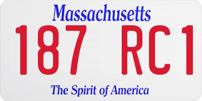 MA license plate 187RC1