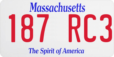 MA license plate 187RC3