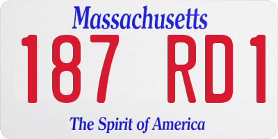MA license plate 187RD1