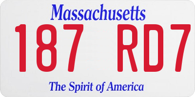 MA license plate 187RD7