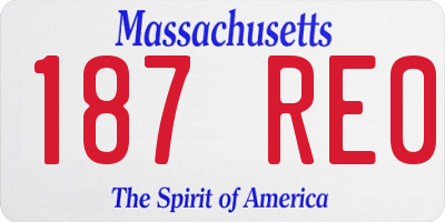 MA license plate 187RE0