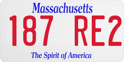 MA license plate 187RE2