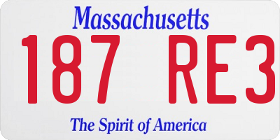 MA license plate 187RE3