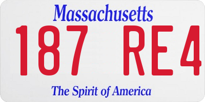 MA license plate 187RE4