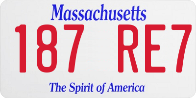 MA license plate 187RE7