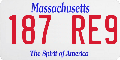 MA license plate 187RE9