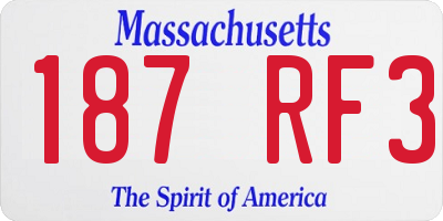 MA license plate 187RF3
