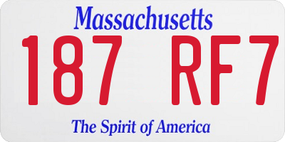 MA license plate 187RF7