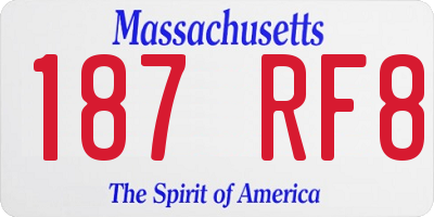 MA license plate 187RF8