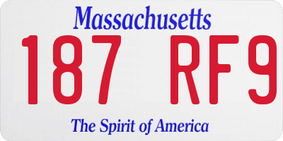MA license plate 187RF9