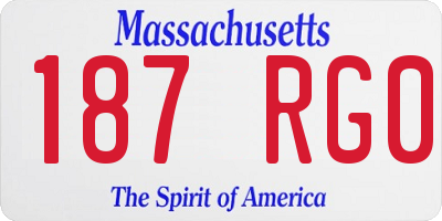 MA license plate 187RG0
