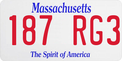 MA license plate 187RG3