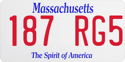 MA license plate 187RG5