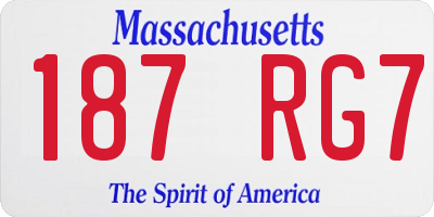 MA license plate 187RG7