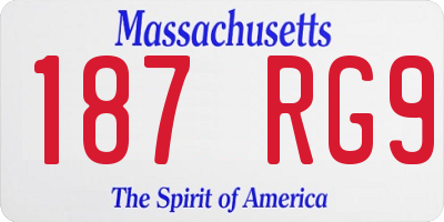 MA license plate 187RG9