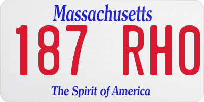 MA license plate 187RH0