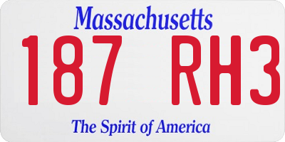 MA license plate 187RH3