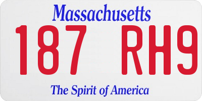 MA license plate 187RH9