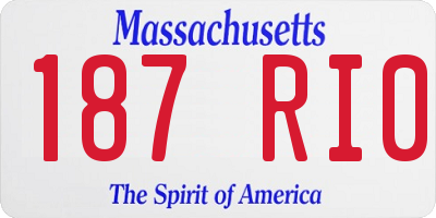 MA license plate 187RI0