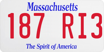 MA license plate 187RI3