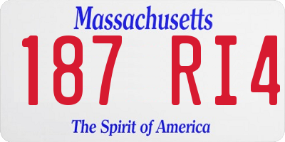 MA license plate 187RI4