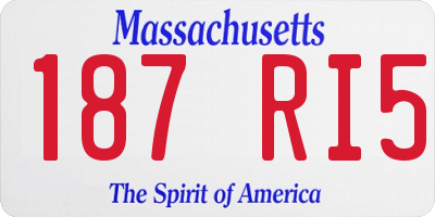 MA license plate 187RI5