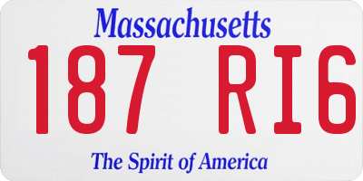 MA license plate 187RI6