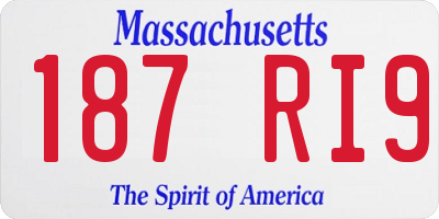 MA license plate 187RI9