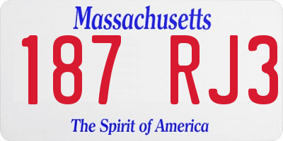 MA license plate 187RJ3