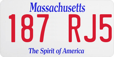 MA license plate 187RJ5