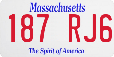 MA license plate 187RJ6