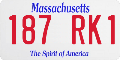 MA license plate 187RK1