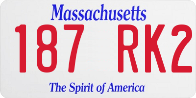 MA license plate 187RK2