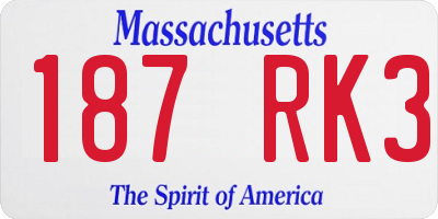 MA license plate 187RK3