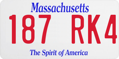 MA license plate 187RK4