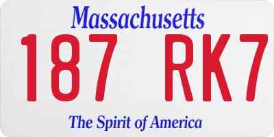 MA license plate 187RK7
