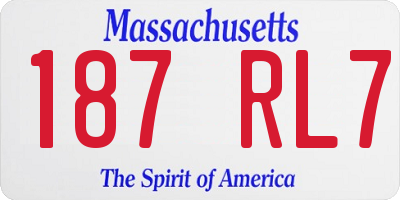MA license plate 187RL7