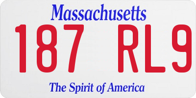 MA license plate 187RL9