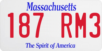 MA license plate 187RM3