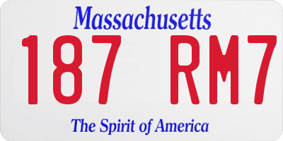 MA license plate 187RM7