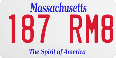 MA license plate 187RM8