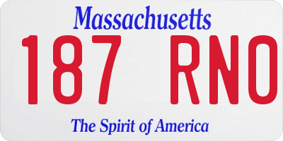 MA license plate 187RN0