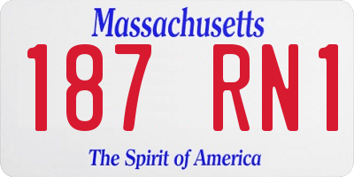 MA license plate 187RN1