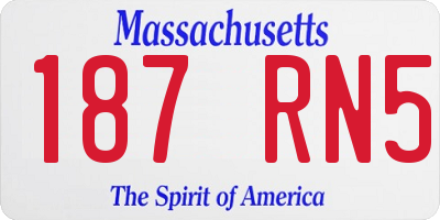 MA license plate 187RN5