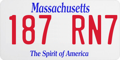 MA license plate 187RN7