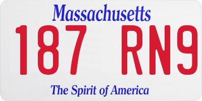 MA license plate 187RN9